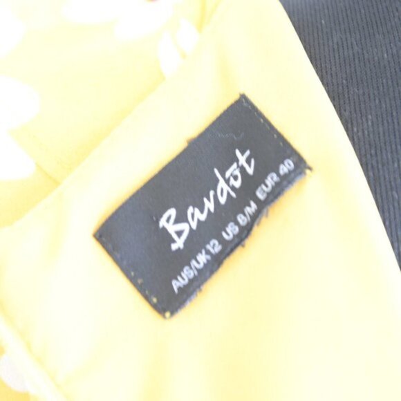 Bardot Yellow Abstract Daisy Yellow Wrap Short Sleeve Mini Dress Sz 8 - Picture 4 of 9